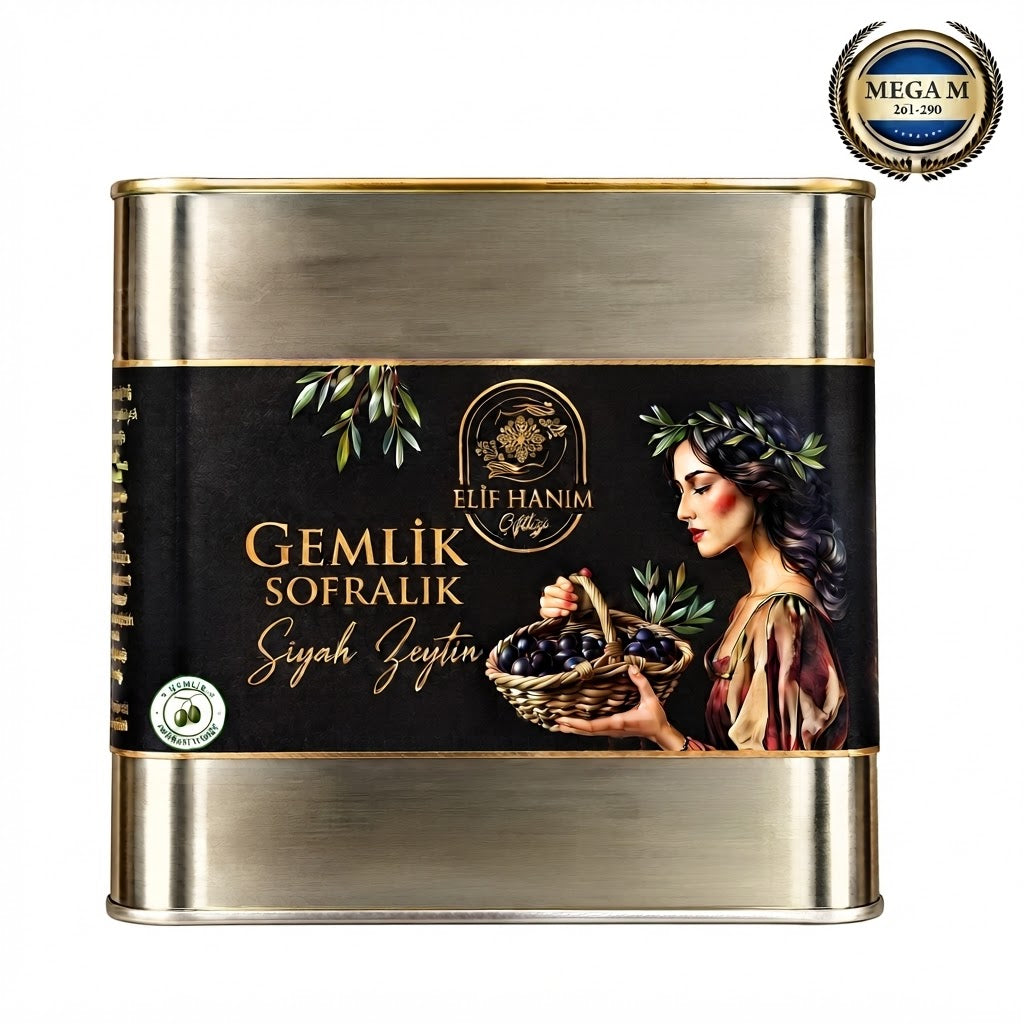 Gemlik Mega M Siyah Zeytin 2 kg ( Teneke)