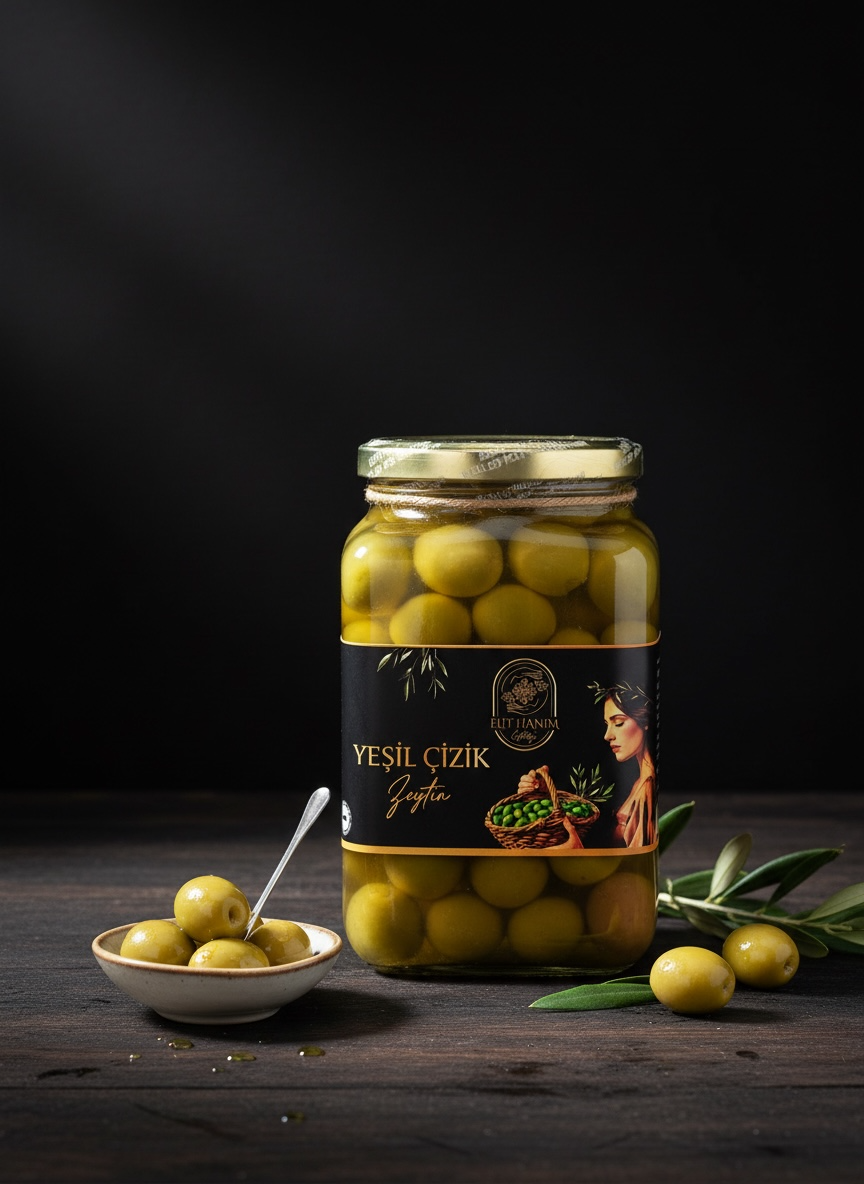 Gemlik Yeşil Çizik Zeytin – (Net 600 gr)