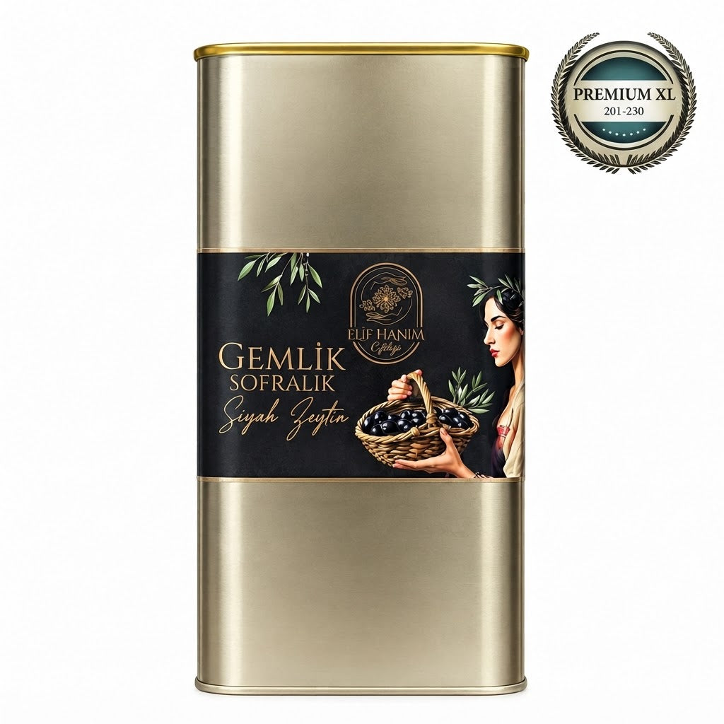 Gemlik Xl Premium Siyah Zeytin 1 kg ( Teneke )